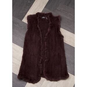 Medium Love Token Burgundy Rabbit Fur Coat